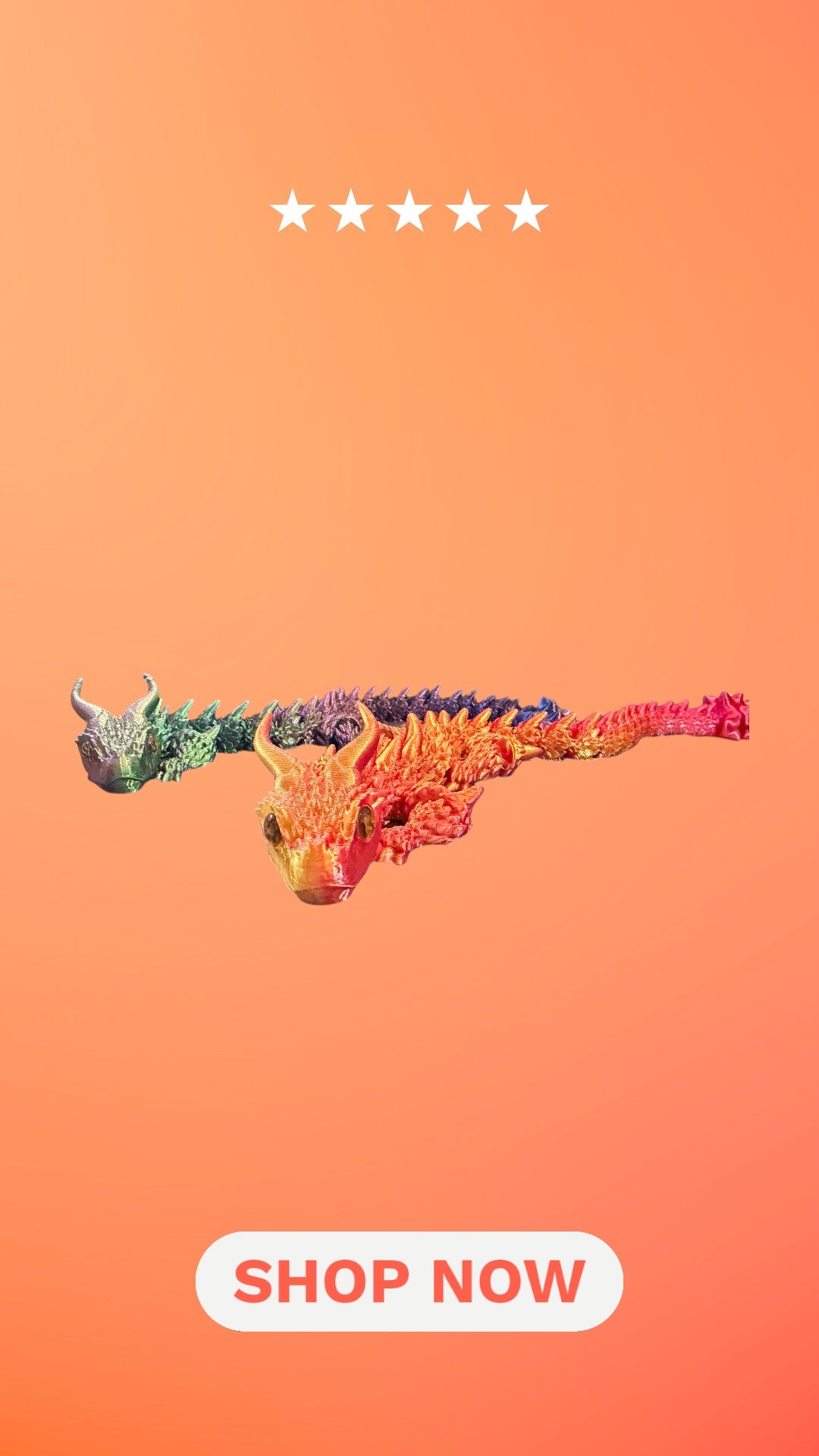 Mid-Size 3D Printed Dragon with Boulder Tails
