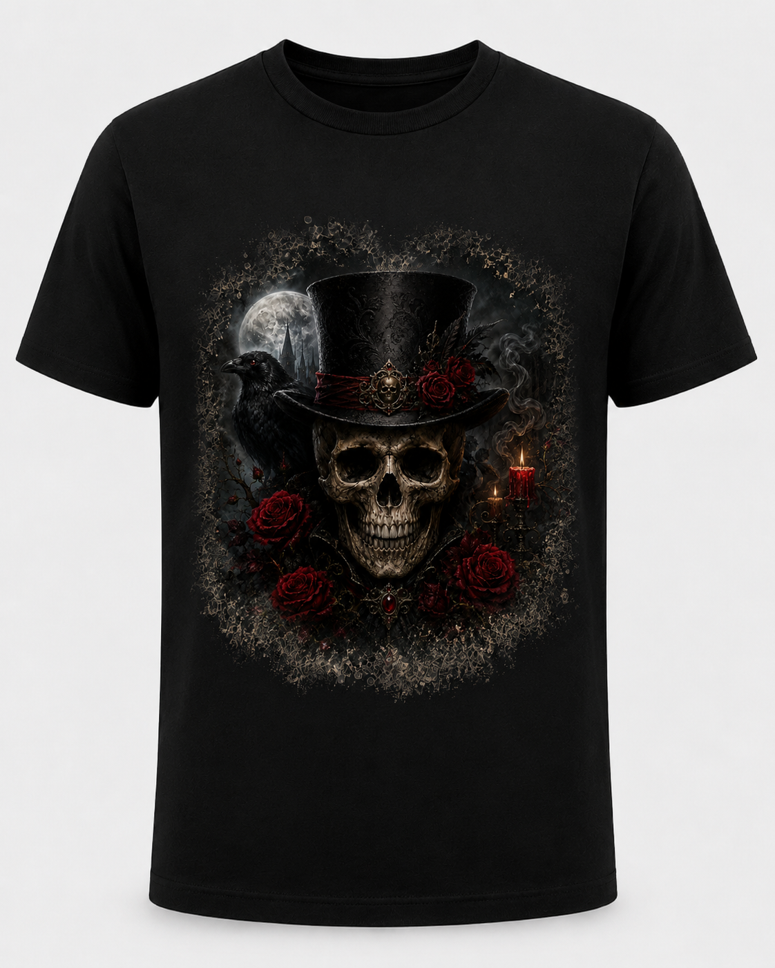 Gothic Skull Top Hat T-Shirt