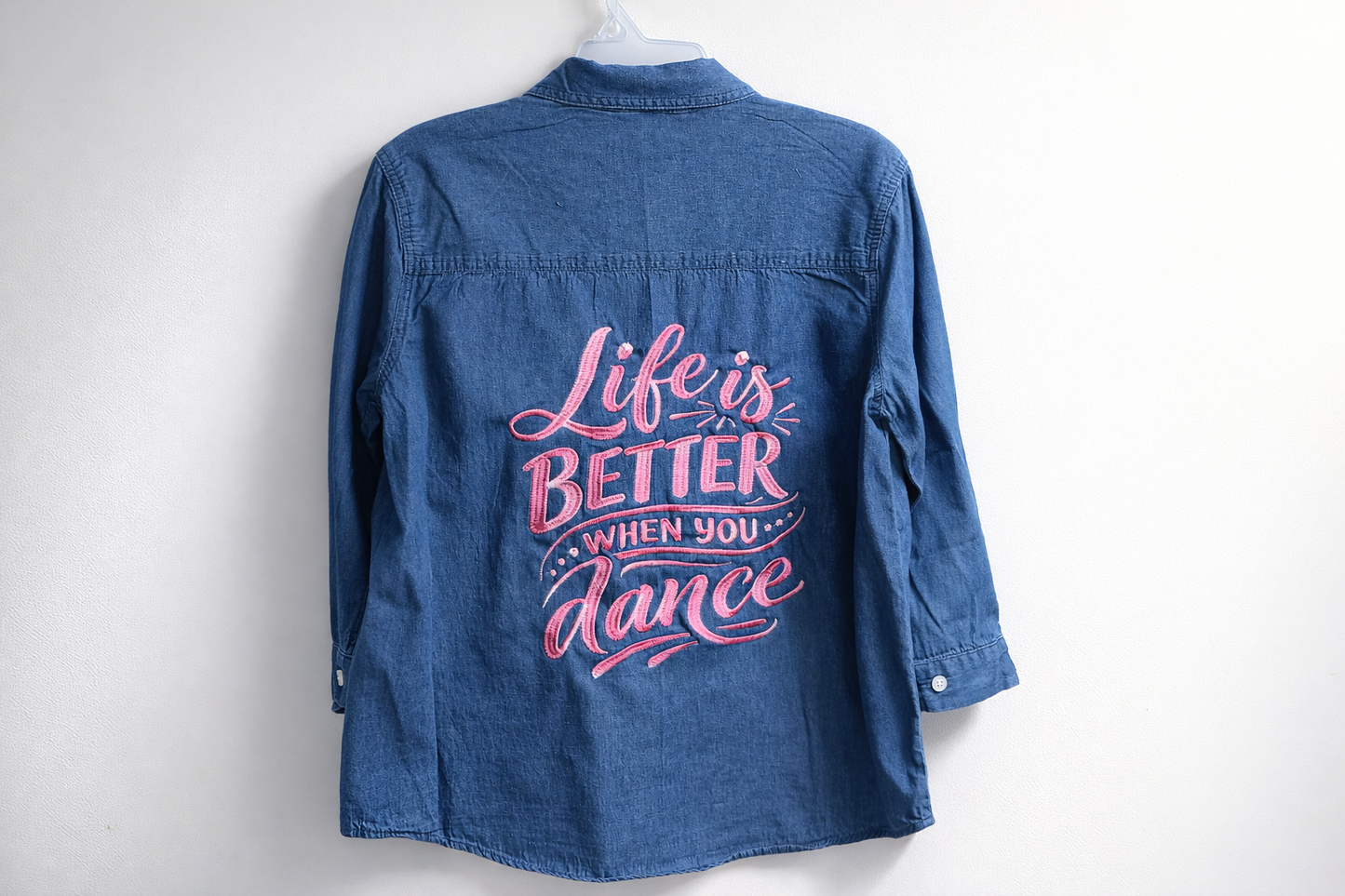 Long Sleeve Denim Colored Light Weight Button Up