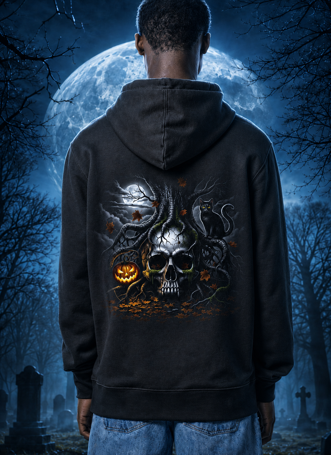 Gothic Moon Skull Hoodie