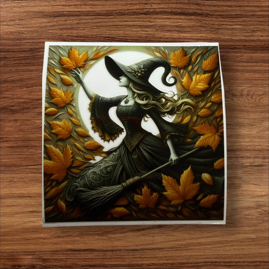 Witch with Moon UV Sticker