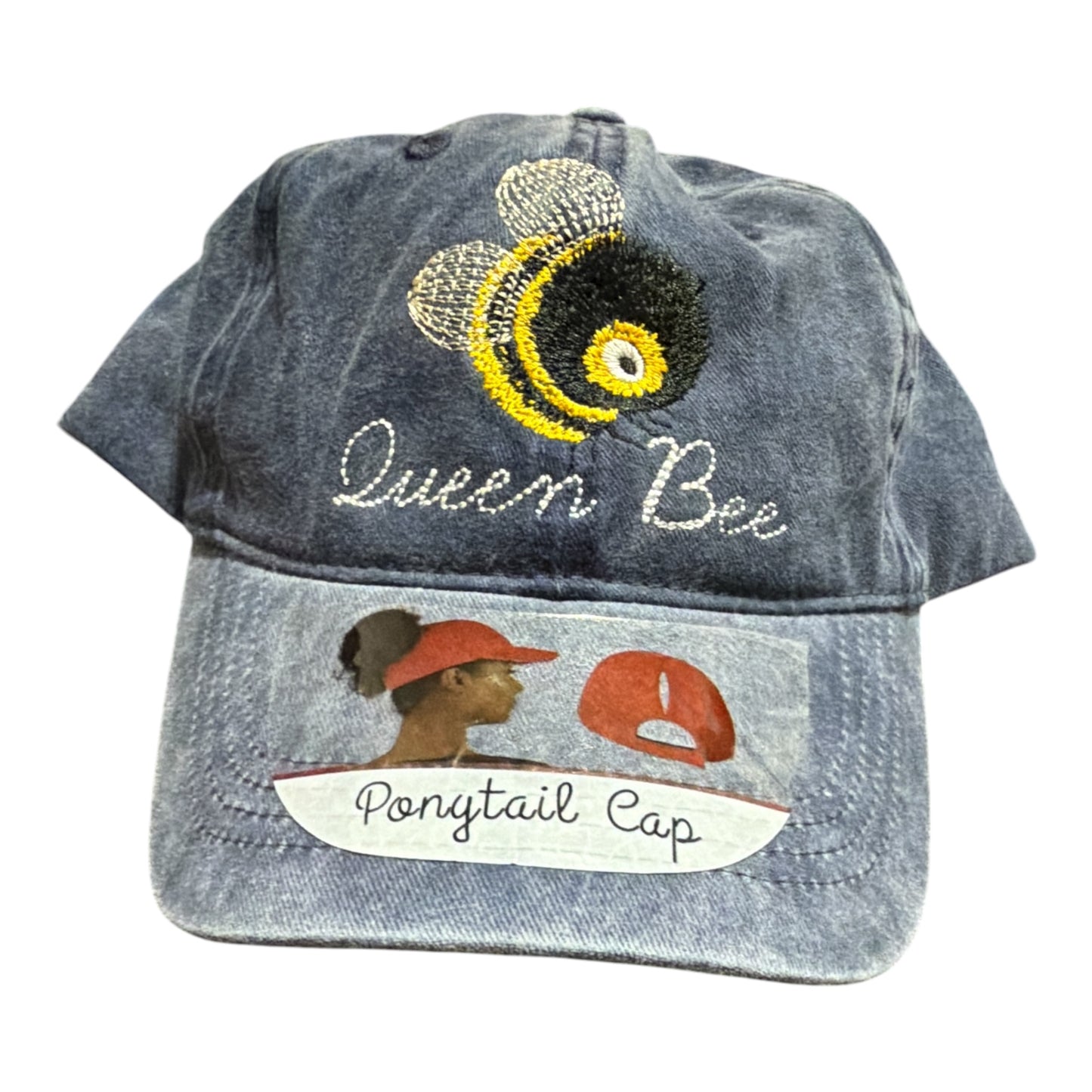 Queen Bee Embroidered Ponytail Cap