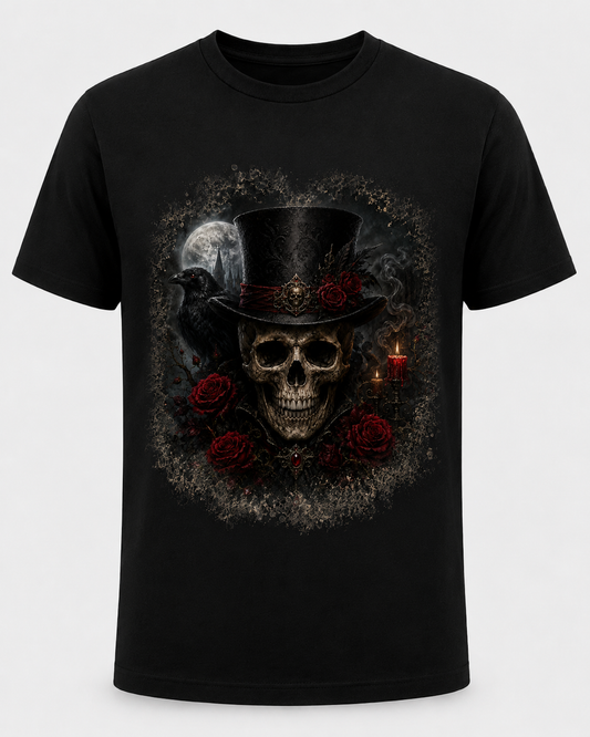 Gothic Skull Top Hat T-Shirt