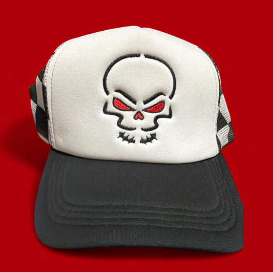 Skull Black & White Trucker Hat